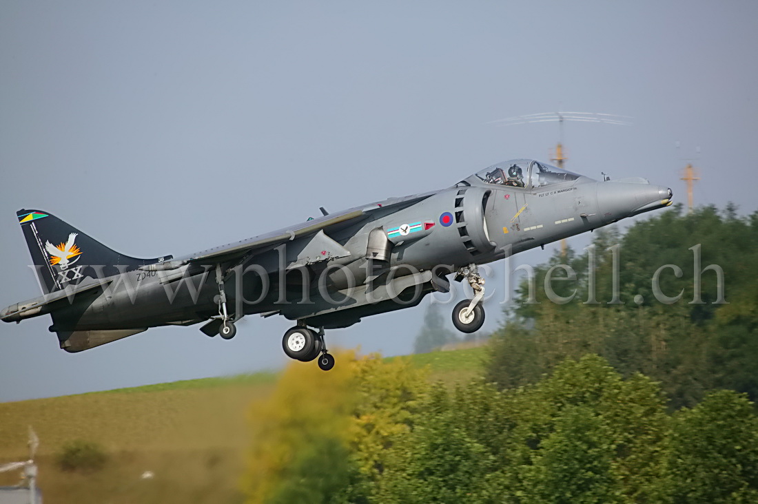 Harrier GR7 en vol stationnaire train sorti